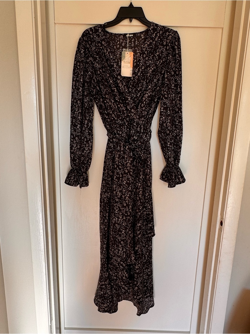 Black Floral Wrap Midi Dress - Brand